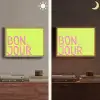 Groen - Smiley - Bonjour - Roze Light Box met batterij (Wandlamp) middel -sfeer3