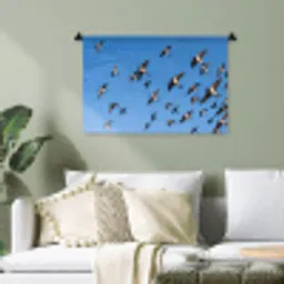 Zwaluwen - Vliegen - Blauw Wandkleed katoen klein -sfeer7