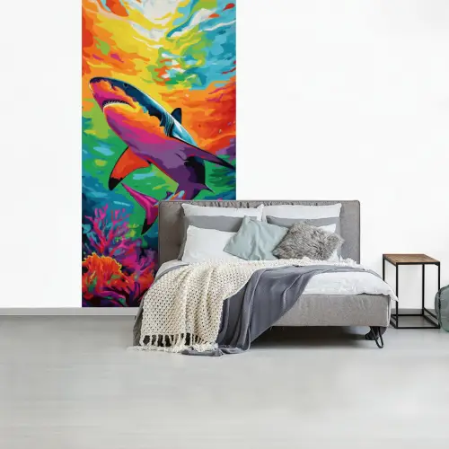 Haai - Koraalrif - Abstract - Kleurrijk fotobehang vinyl groot -slaapkamer