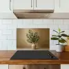 Vaas - Olijftakken - Bladeren - Beige keuken achterwand spatscherm klein -sfeer2