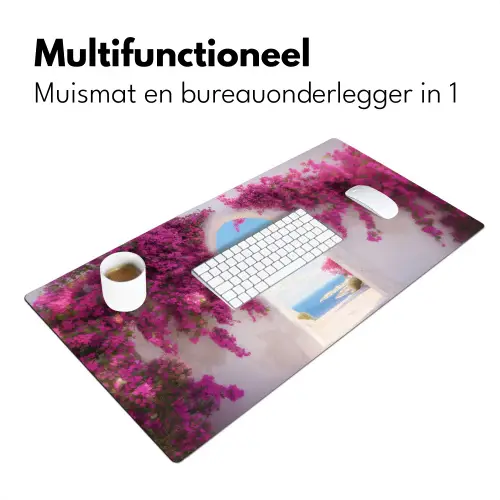 Zee - Roze - Bloemen - Poort Muismat XXL klein -sfeer4
