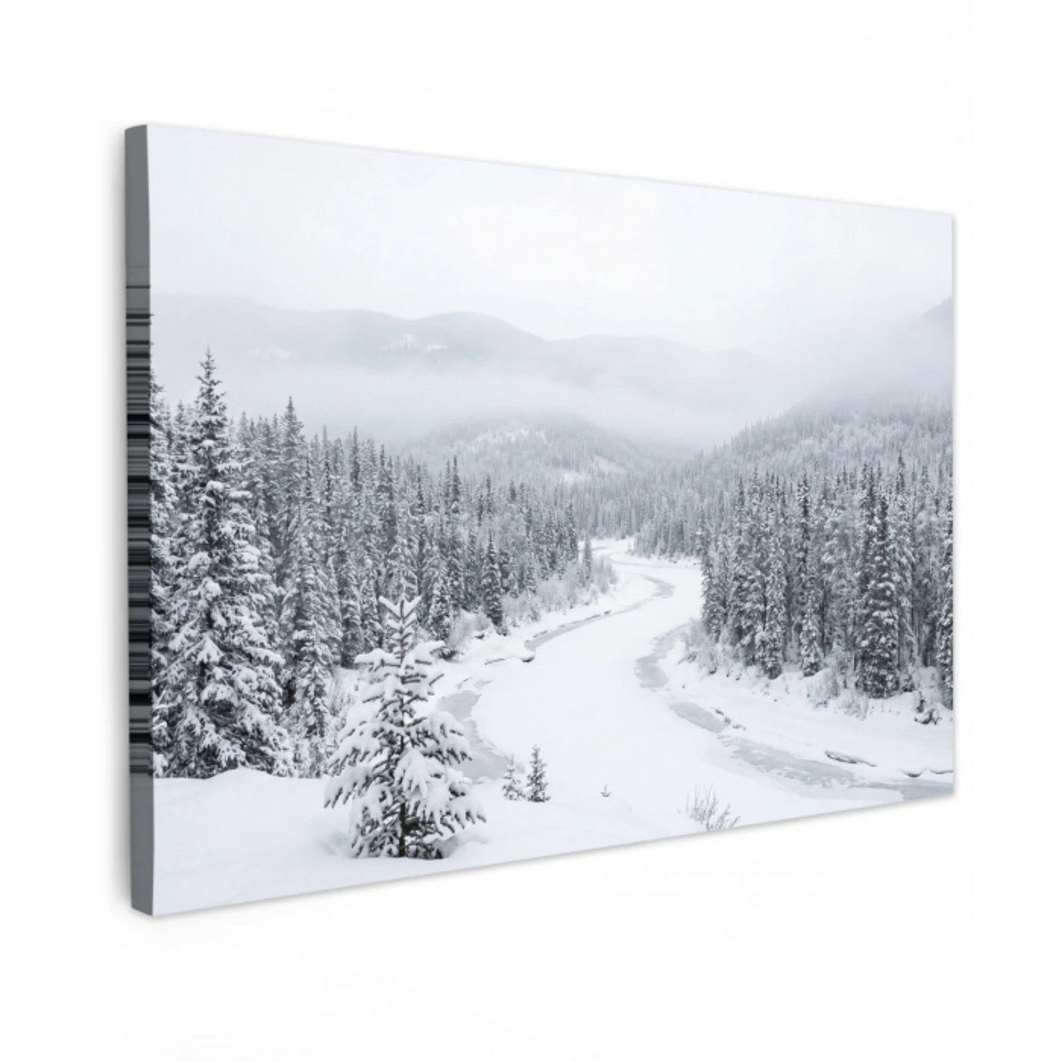 Rivier - Bevroren - Landschap - Winter canvas 2cm klein -z3d