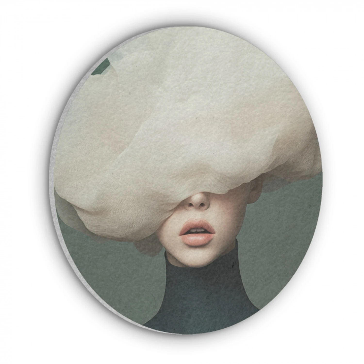 Hoed - Vrouw - Beige Akoestische PET Vilt - Rond klein -3d