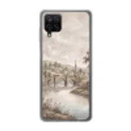 Dorp - Brug - Uitzicht - Groen Telefoonhoesje Samsung Galaxy A12 klein -3d