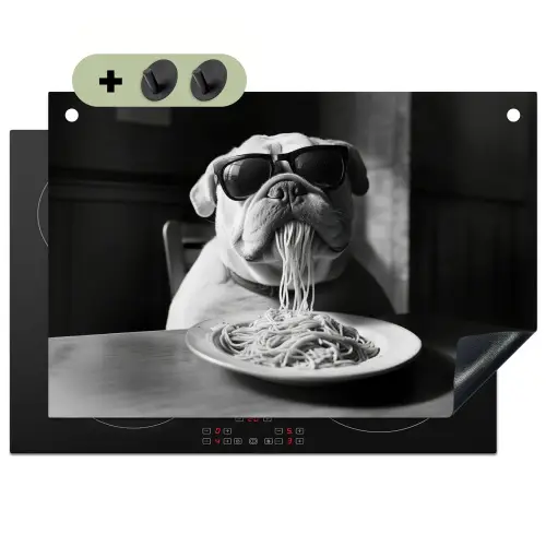 Hond - Bulldog - Pasta - Bril - Stoer - Dieren Inductie beschemer met haakjes klein -3d