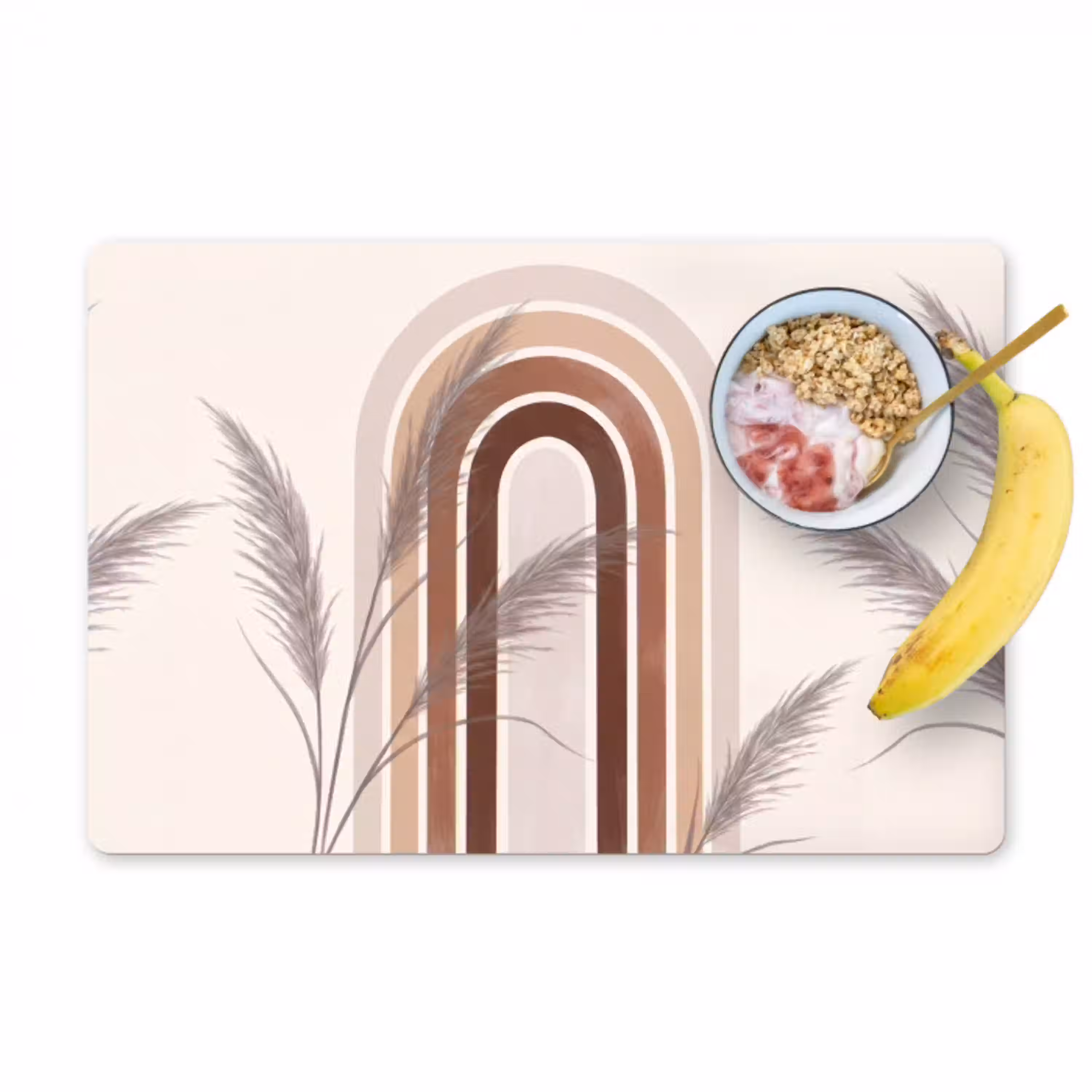 Abstract - Bogen - Plant - Boho - Beige Placemat vinyl groot -zzzproduct_Kitchenyeah-website