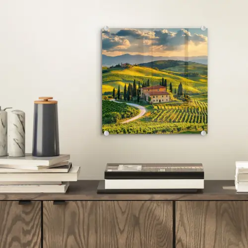 Toscane - Landschap - Wijngaarden plexiglas 5mm klein -sfeer1