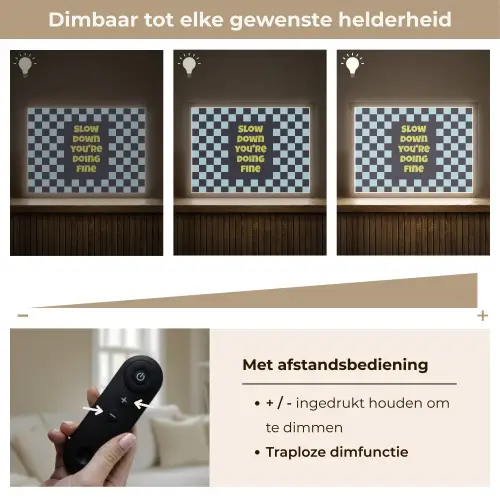 Patroon - Geblok - Blauw - Slow down you're doing fine Light Box met batterij (Wandlamp) middel -USP_dimbaarNL