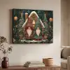 Kerst - Gnomen - Peperkoekhuisje - Rood - Groen Textielframe zwart klein -sfeer3