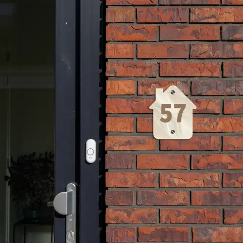Beige - Marmer - Traditioneel Naambord Huisje klein -sfeer2