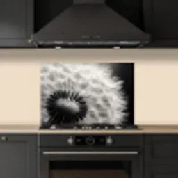 Paardenbloem - Zwart - Wit keuken achterwand spatscherm klein -sfeer1