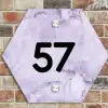 Paars marmer - Traditioneel Naambord Hexagon klein -sfeer2