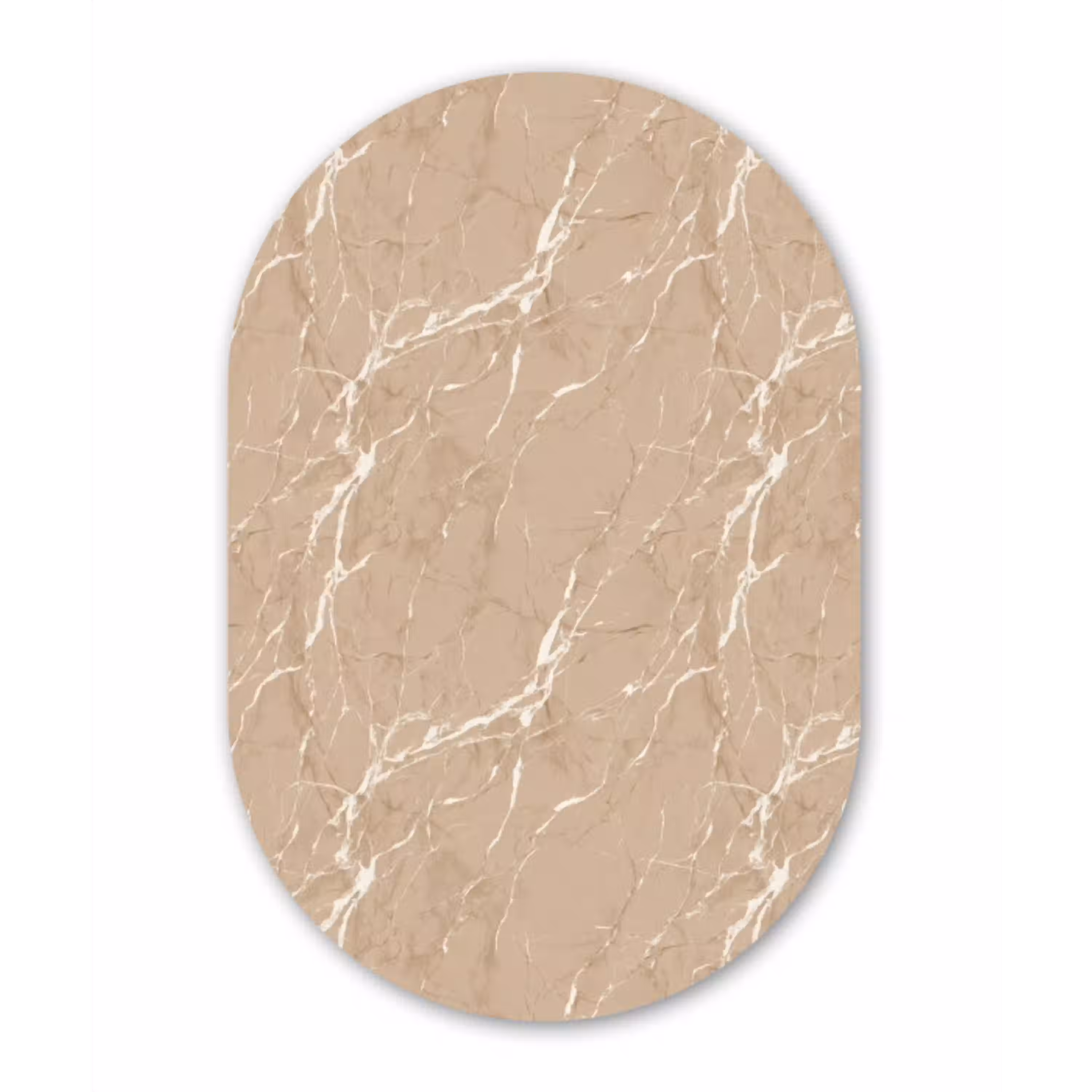 Beige - Marmer - Organisch - Wit Wandcirkel Ovaal Aluminium middel 839 -3d