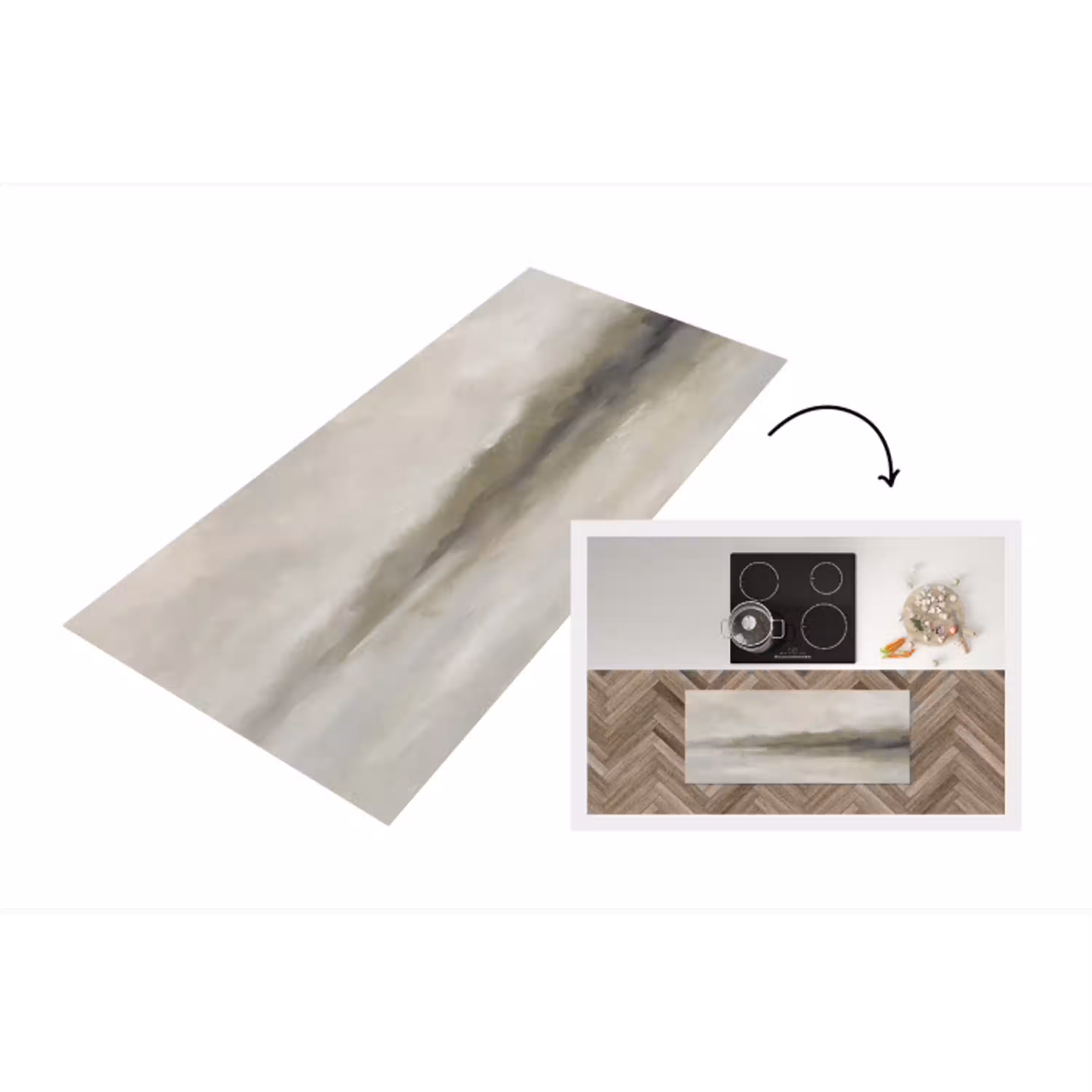 Abstract - Landschap - Nevel - Modern - Grijs Keukenloper - keukenmat middel -3d