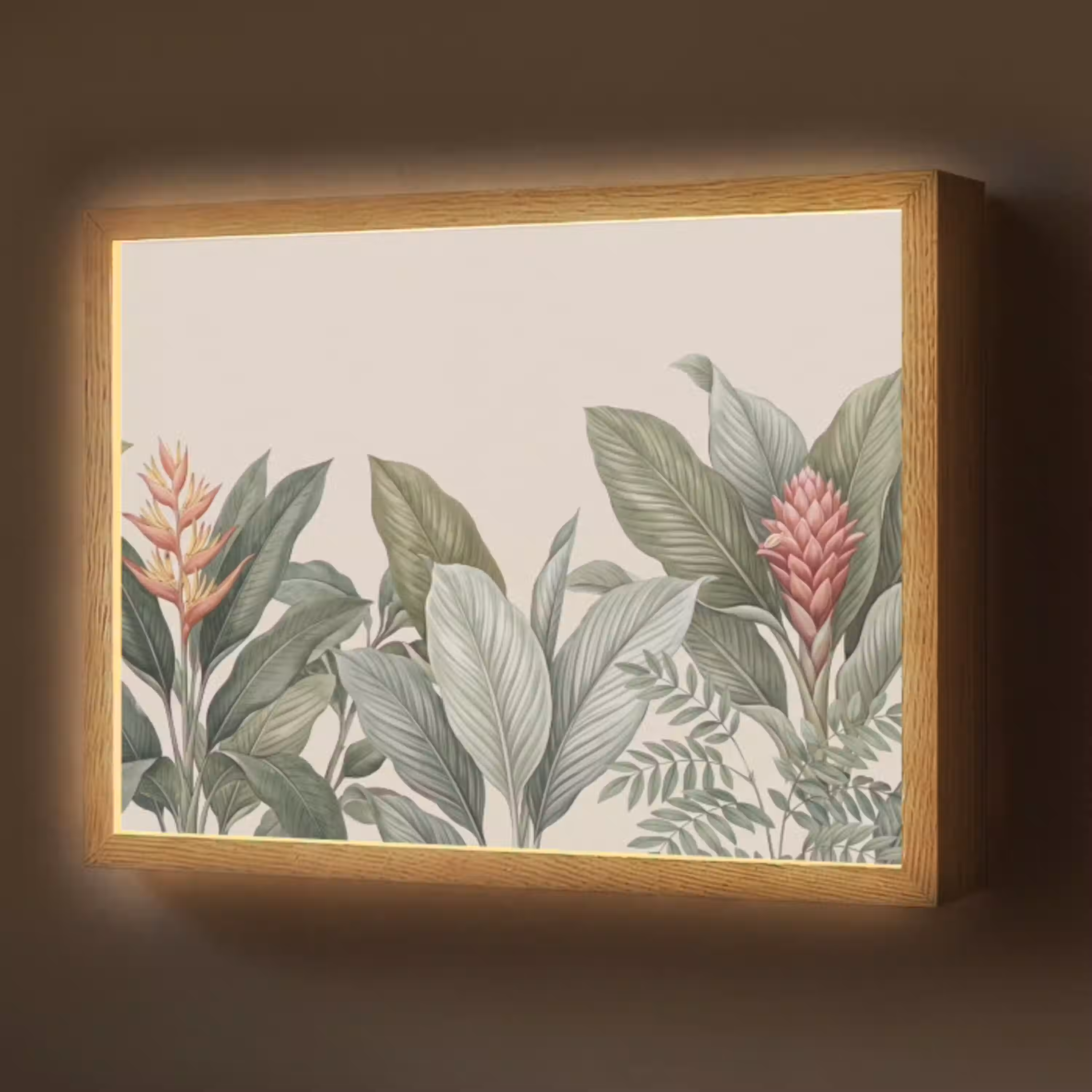 Tropisch - Planten - Modern - Groen Light Box met batterij (Wandlamp) middel -z3d_website