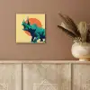 Triceratops - Cirkel - Oranje - Hoorns aluminium wit klein -sfeer4