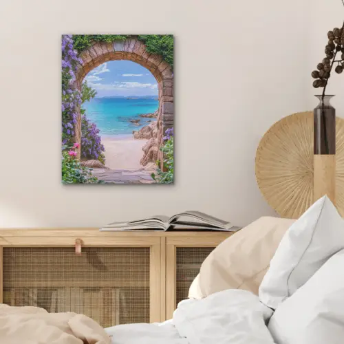 Doorkijk - Poort - Zee - Strand - Rotsen PET vilt klein -sfeer3