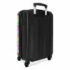 Kleurrijk hartjespatroon op pastelroze NBS - Handbagage koffer - Volwassenen Unisex middel -achterkant