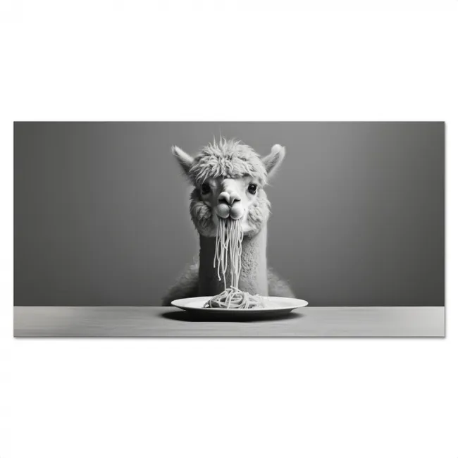 Alpaca - Pasta - Zwart - Wit - Grappig - Dieren Spatscherm Aluminium klein -3d_volledig
