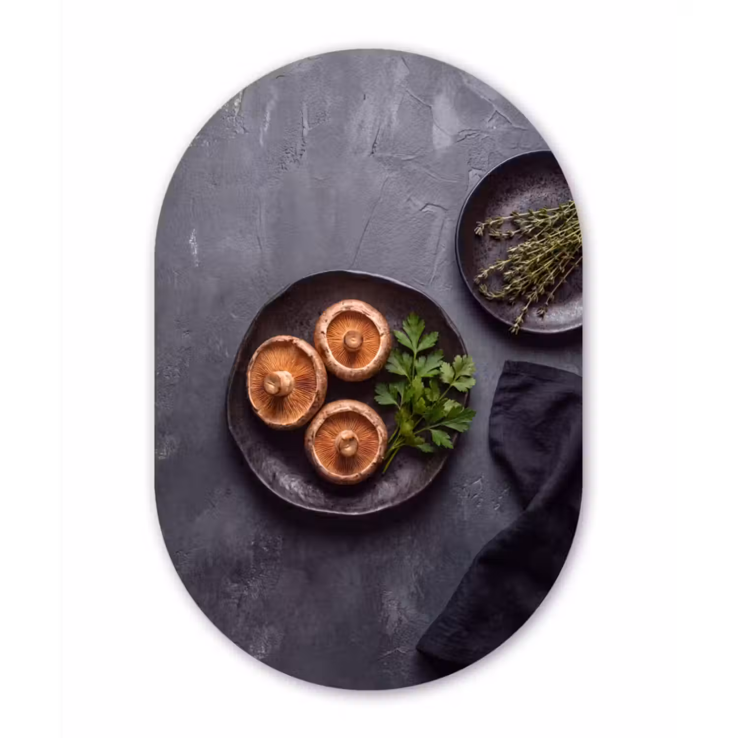 Muurovaal aluminium - Paddestoelen - Kruiden - Eten