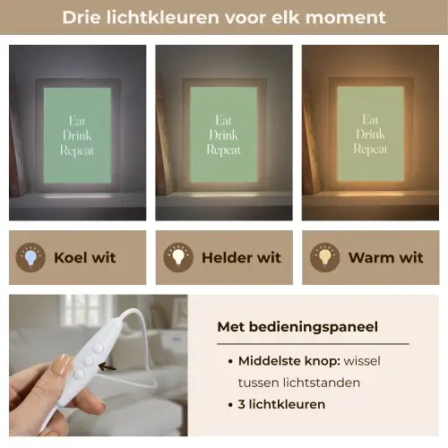 Eten - Drinken - Tekst - Mintgroen Light Box met kabel (Tafellamp) klein -USP_lichtkleurNL