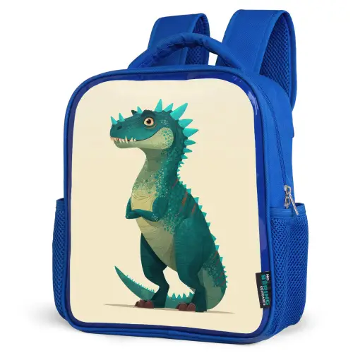 Dinosaurus - Turquoise - Stekels Kinderrugzak - Blauw middel -schuin