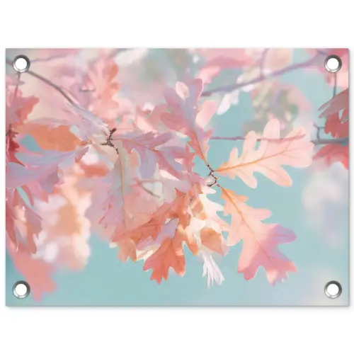 Eikenbladeren - Takken - Roze tuinposter los doek klein -3d