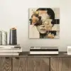 Gezicht - Bloemen - Zwart - Vrouw aluminium wit klein -sfeer1