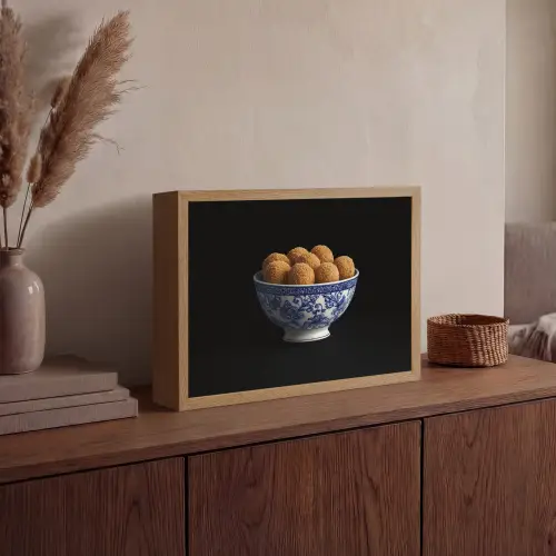 Delfts blauw - Bitterballen - Holland - Schaal Light Box met batterij (Wandlamp) middel -sfeer2