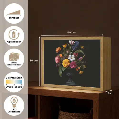 Lente - Bloemen - Klassiek - Vaas Light Box met batterij (Wandlamp) middel -USP_websiteoverzichtNL