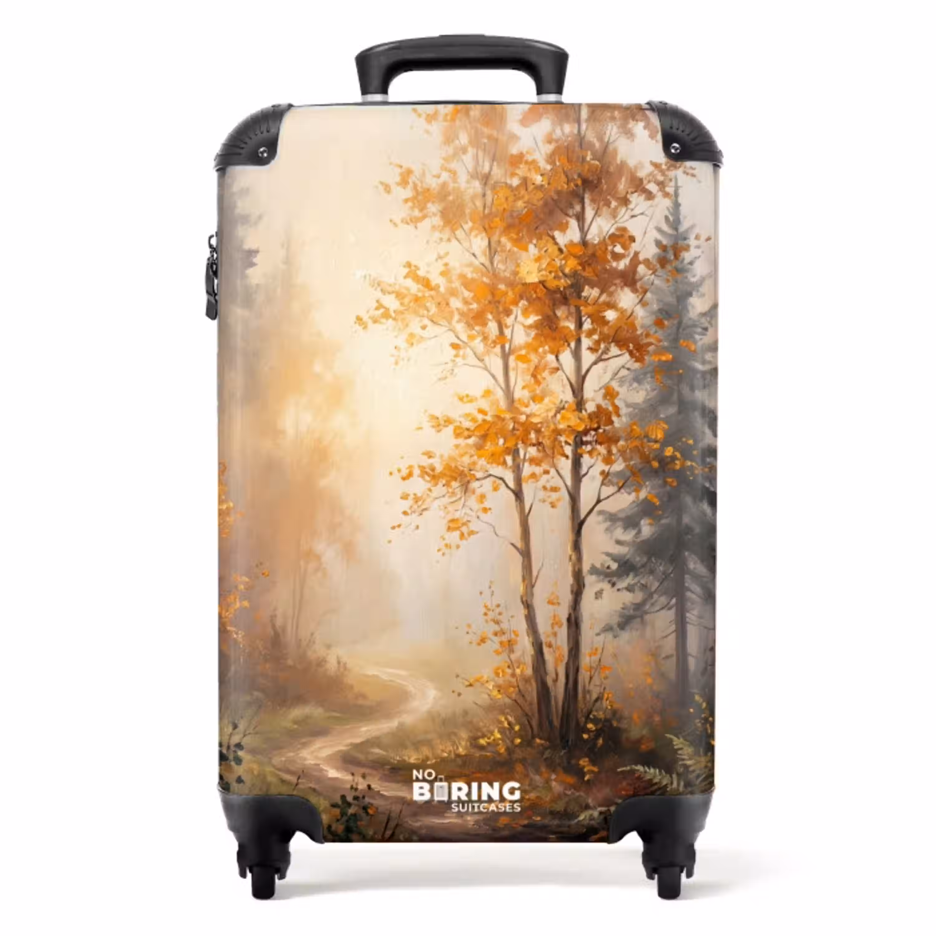 Bospad - Herfstbladeren - Natuur - Schilderachtig - Oranje NBS - Handbagage koffer - Volwassenen Unisex middel -productfoto_recht