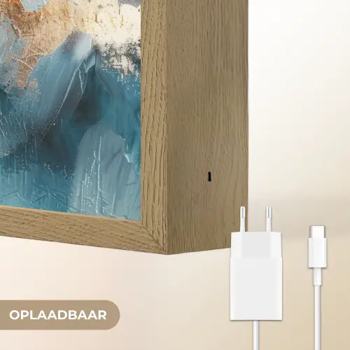 Abstract - Kunst - Gold - Blauw Light Box met batterij (Wandlamp) middel -USP_websiteoplaadbaarNL