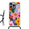 Kleurrijk - Bloemen - Abstract - Stippen Hoesje iPhone 16 Pro Max met koord klein -3d