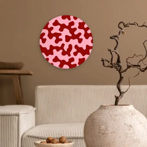 Modern - Abstract - Rood Wandcirkel kunststof plaat 5mm dik klein 188 -sfeer1