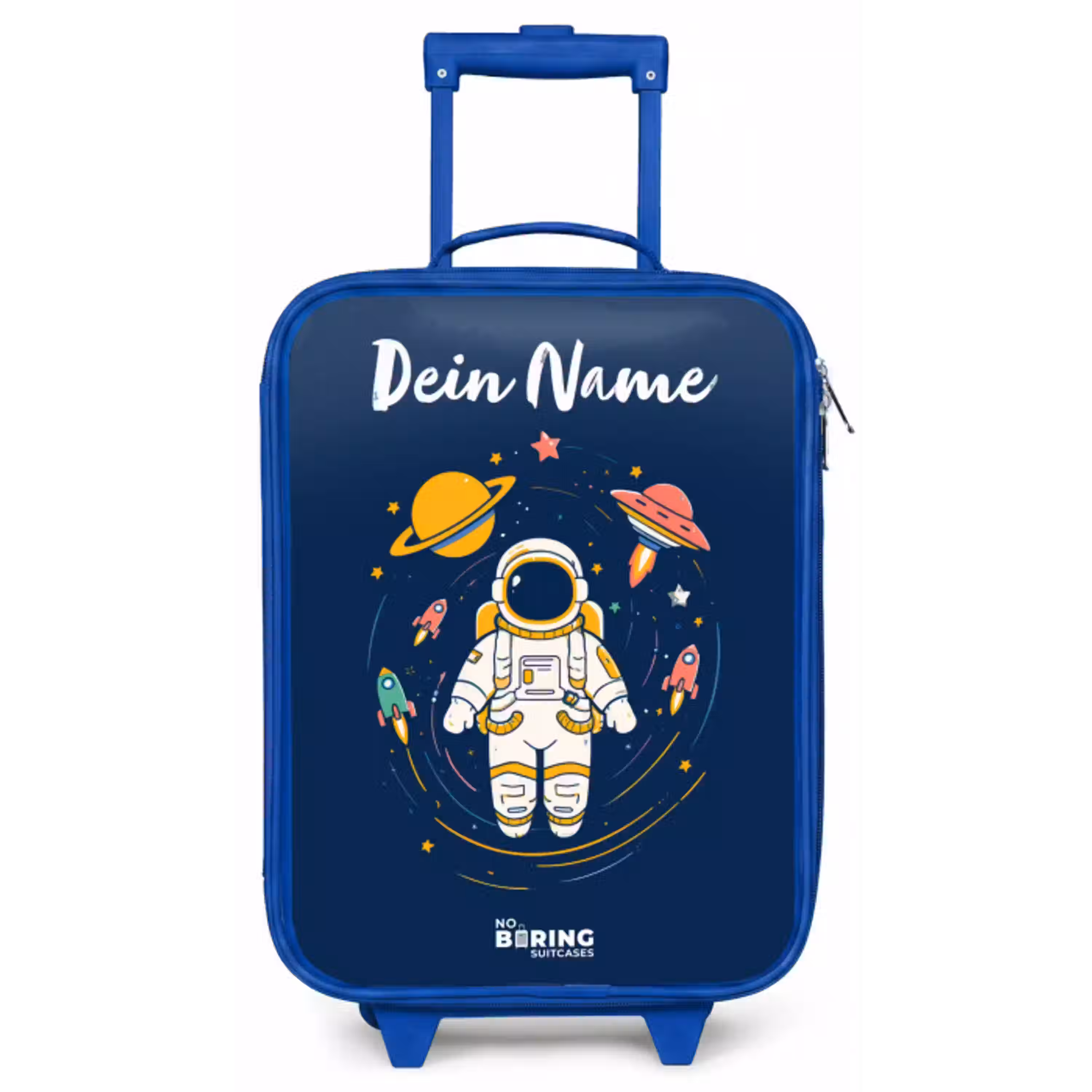 Astronaut - Planeet - Sterren - Raket Kinderkoffer - Blauw klein -zz3dotto