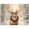Kerst - Rendier - Winter - Krans tuinposter los doek klein -3d