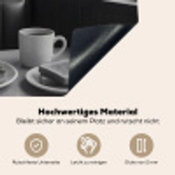 Kat - Koffie - Brood - Zwart Inductie beschemer met haakjes klein -ky-onderkant-de