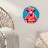 Koe - Bloemenkrans - Oorhangers - Kimono Wandcirkel kunststof plaat 5mm dik klein -sfeer5