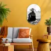 Vrouwen - Zonnehoed - Strand - Zwart - Wit Wandcirkel Ovaal Forex klein -sfeer4