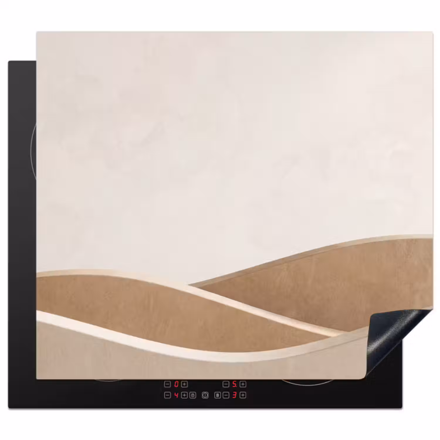 Inductie beschermer - Abstract - Golven - Modern - Beige