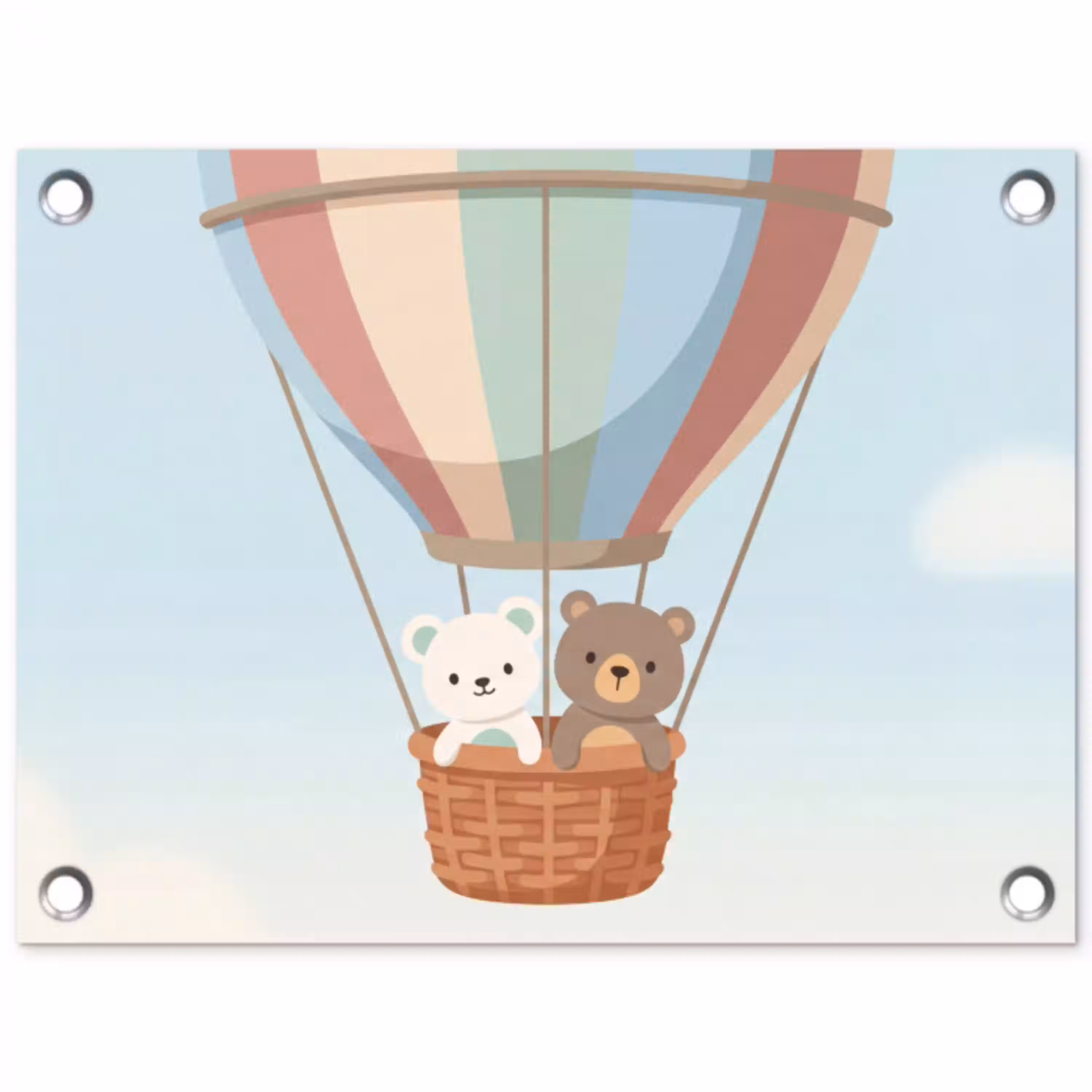 Luchtballon - Beren - Pastel tuinposter los doek klein -3d