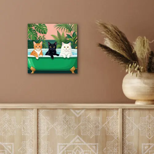Badkamer - Kattenparade - Kleurrijk aluminium wit klein -sfeer4