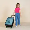 Blauw pluizig monster met hoorns Kinderkoffer - Zwart klein -sfeer1