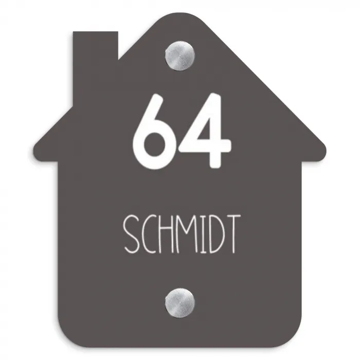 Grijs - Modern Naambord Huisje klein -3d