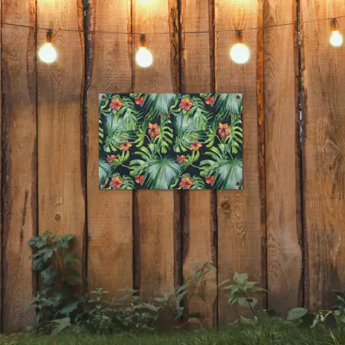 Bladeren - Bloemen - Jungle - Tropisch tuinposter los doek klein -sfeer1