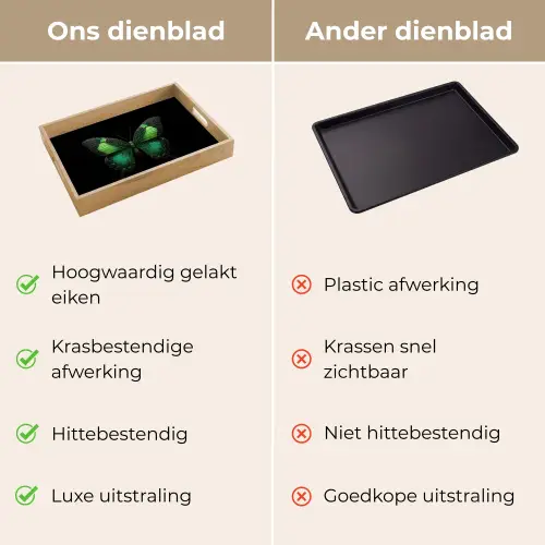 Vlinder - Groen - Opvallend Dienblad Rechthoek middel -USP_VergelijkingNL