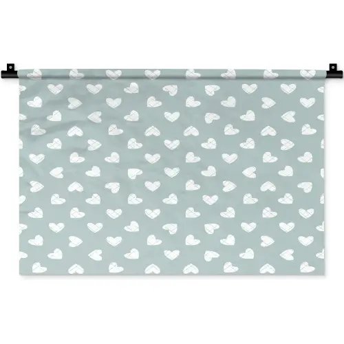 Hartjes - Blauw - Patroon - Strepen Wandkleed katoen klein 269 -zz3d