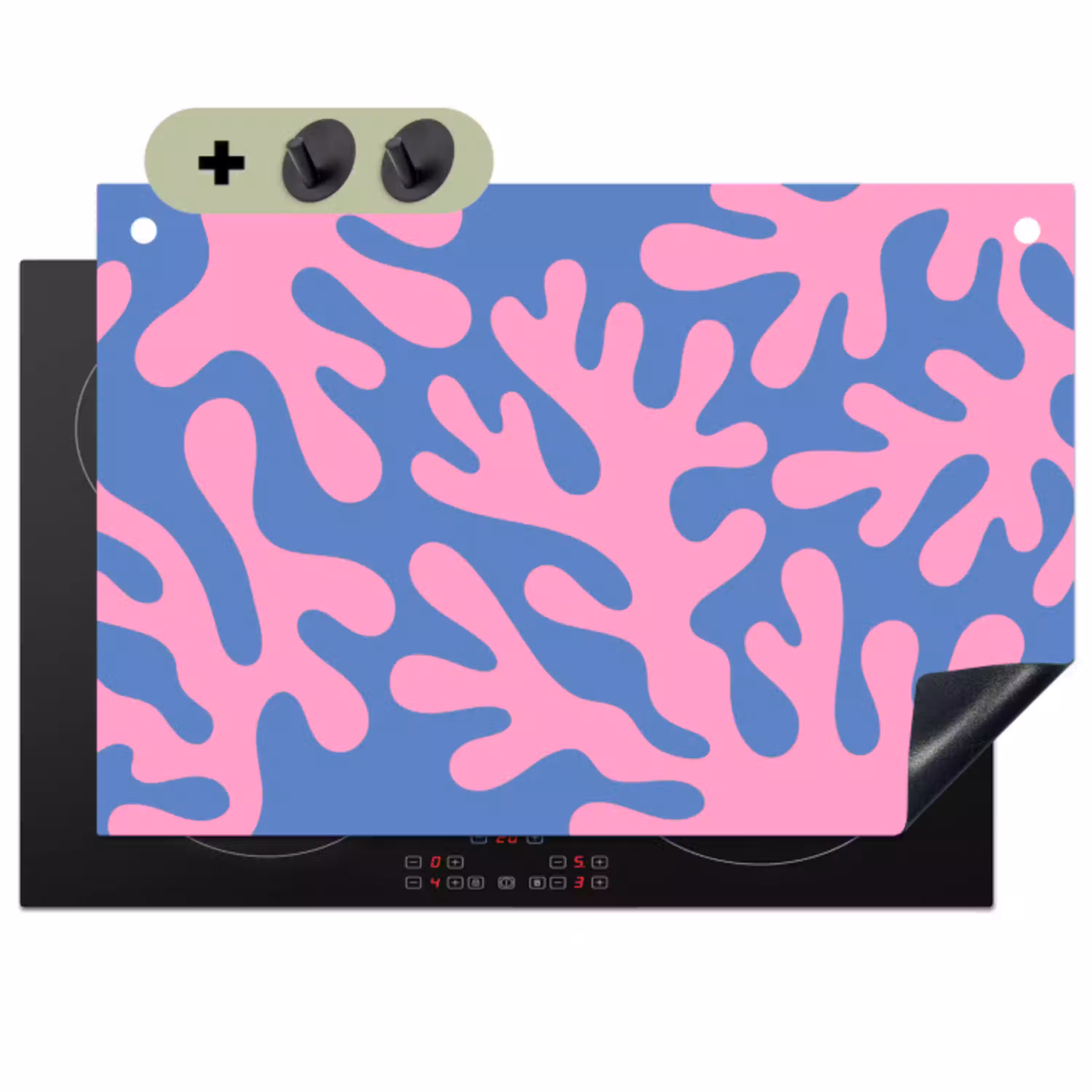 Abstract - Vormen - Roze - Blauw Inductie beschemer met haakjes klein -3d