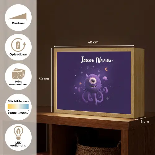 Monster - Paars - Ruimte Light Box met batterij (Wandlamp kind) middel -USP_websiteoverzichtNL