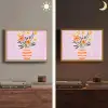 Vaas - Gestreept - Bloemen - Oranje Light Box met batterij (Wandlamp) middel -sfeer3